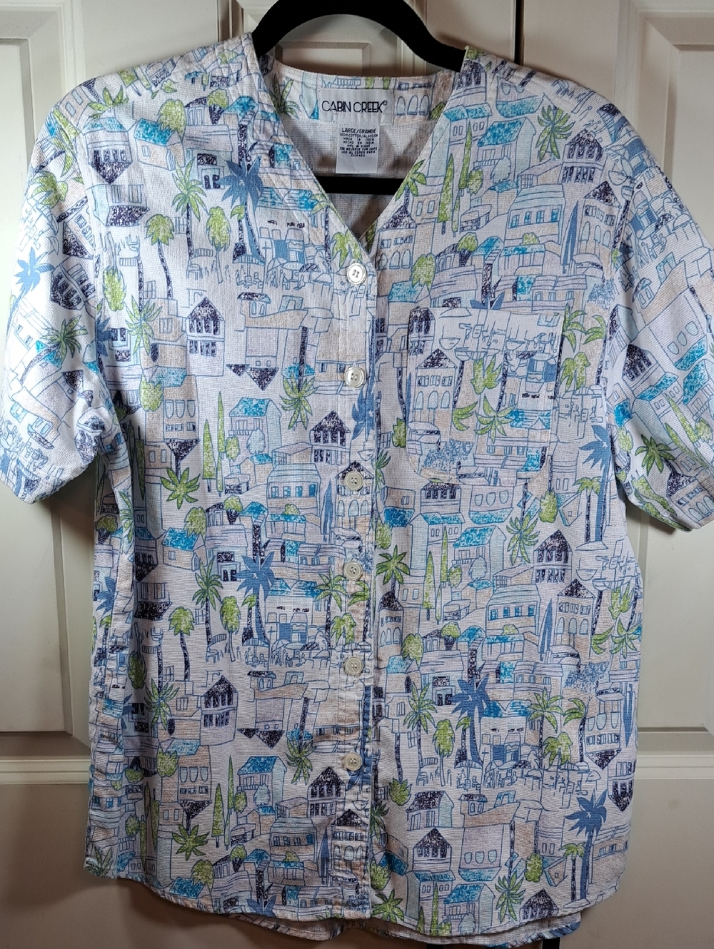 Cabin Creek Blue & Green Printed Button-Down Shirt